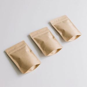 Papel Kraft Natural de grado alimenticio Papel de aluminio Forrado 3 Sello lateral Mylar Bolsas planas con cremallera - Product Image 3