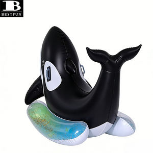 Bouée gonflable géante en PVC épaissi avec confettis et paillettes, en forme de baleine, avec poignées, pour enfants et adultes - Product Image 3