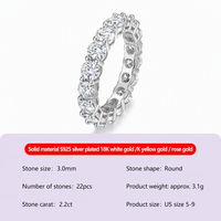 Bague Exquise en Argent S925 et Moissanite, Anneau Complet, Luxe Léger, Bague Éternelle Simple et Polyvalente, Accessoire Anneau Fermé