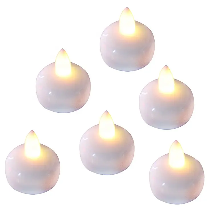 Set 6 Lampu Putih Tahan Air Baterai Dioperasikan Flameless Floating LED Tea Light Candle dengan Sensor Air