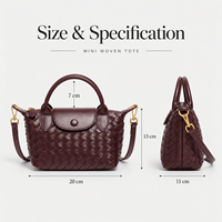 Sac à main en cuir pour femme, sacs à bandoulière en PU tressé, mini sac avec fermeture éclair, logo personnalisé OEM, vente en gros directe usine