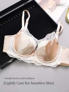 Soutien-gorge en modal à fleurs pour femmes, sans armatures, dentelle florale, bretelles réglables, confortable pour les gros seins, push-up - Product Image 5