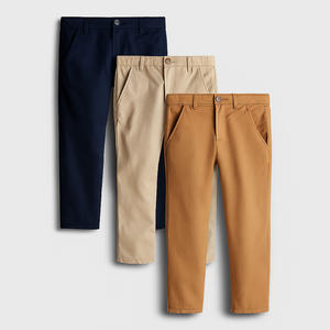 소년을위한 맞춤형 키즈 치노 팬츠 코튼 캐주얼 바지 OEM ODM 조정 가능한 허리 어린이 능 직물 슬림 핏 바지 공장 공급 - Product Image 1