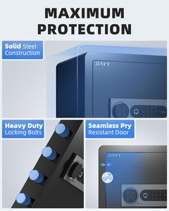 Caja Fuerte Biométrica con Huella Dactilar, Cajas Fuertes para el Hogar con Bolsa Ignífuga, Caja Fuerte de Seguridad con Panel Táctil Digital para Dinero, Efectivo, Documentos, Hogar y Oficina - Product Image 4