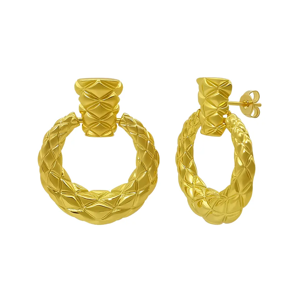 Gold Color Plated Brass Jewelry Plain Brass Earrings For Woman Wear Big Nice Round Shape Wholesale Factory Price