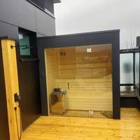 Sauna Luar Ruangan Ramah Lingkungan dari Kayu Solid untuk 4-6 Orang, Kombinasi Cold Plunge, Desain Modern, Villa Kubus, Siap Pakai, Perlengkapan Opsional Tersedia