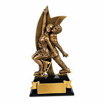 Trophée de patinage artistique Weivista en résine bronze antique, sculpture artisanale de patineurs en duo, pour la fin de saison des clubs