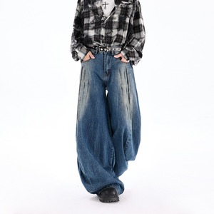 Jeans Anchos de Cintura Alta Estilo Americano <span class=keywords><strong>para</strong></span> <span class=keywords><strong>Mujer</strong></span> y Hombre, Nuevo Diseño, Holgados y Estilizantes, Tipo Boyfriend - Product Image 1