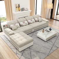 Ensemble de canapés sectionnels en tissu moderne pour les grands petits salons Table basse en U Combinaison de meuble TV Design simple et élégant