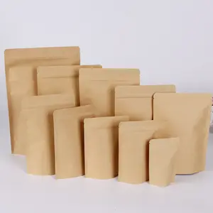 Food Packaging Paper Bags Stand Up Bags With Ziplock Resealable Packaging Bags