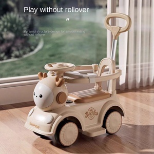 Voiture électrique à 4 roues pour enfants, jouet à pousser avec poignée, musique et lumières - Product Image 1