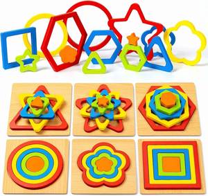 Juguete Educativo de Madera para Niños, Rompecabezas de Clasificación de Formas Montessori con Flores y Estrellas Coloridas, para Niños de 5 a 7 Años - Product Image 2