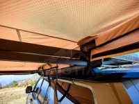Toldo de 180 Grados con Doble Poste, LED de 3 Colores, Controlador con Cable, Patas Impermeables de hasta 2.5m, para Vehículos
