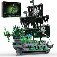 JMBricklayer Flying Dutchman Ghost Pirate Ship Building Blocks Set 1100 Pcs With Light Sailboat Decor Halloween Christmas Gift
