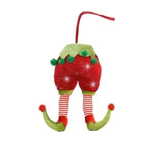 Decoración para árbol de Navidad con patas de elfo de tela roja/verde, 29 cm de altura - Product Image 1