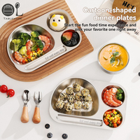 Assiette à dîner pour enfant en acier inoxydable 304 OULU de haute qualité, argentée, avec compartiments, forme animale, dessin animé, empilable