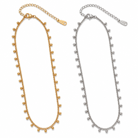 Collier bohème en gros prêt à expédier, collier à pampilles perlées, collier chaîne plaqué or, bijoux en acier inoxydable