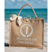 Sac fourre-tout de plage personnalisé pour femme, réutilisable, en toile de jute, avec poignées, idéal pour cadeau de demoiselle d'honneur ou sac de courses imprimé avec logo