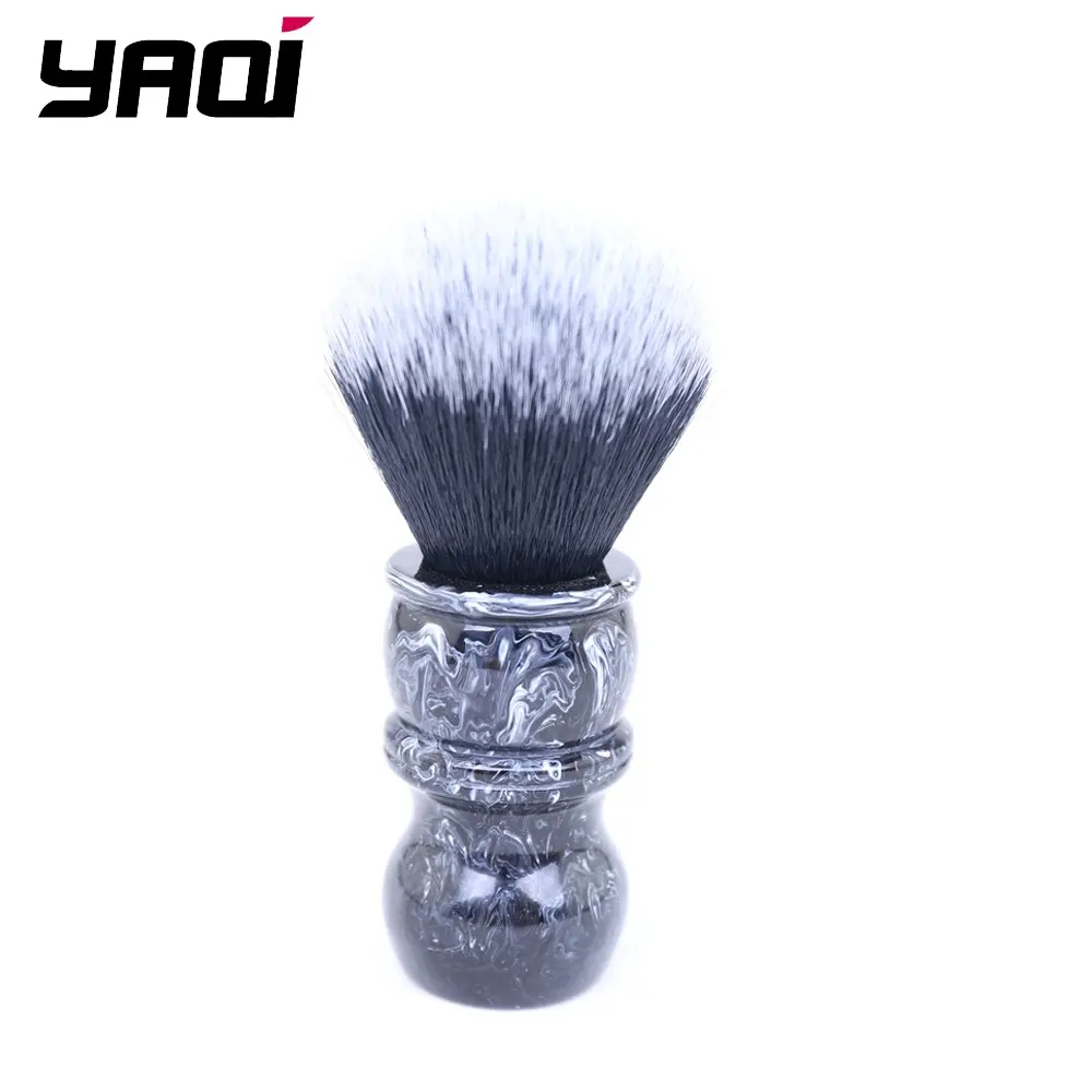 Yaqi 24MM punta in bianco e nero capelli sintetici colore marmo manico in resina barbiere pennello da barba da uomo