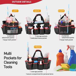 Sac à roulettes pour le nettoyage domestique, organisateur de matériel et produits de nettoyage, bac de rangement roulant pour les femmes de <span class=keywords><strong>ménage</strong></span>, sac à roulettes - Product Image 3