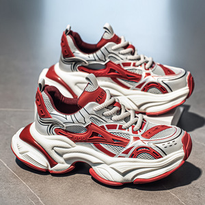 รองเท้าทรง Chunky สำหรับผู้ชาย รองเท้าผ้าตาข่ายระบายอากาศสำหรับฤดูร้อน รองเท้ากีฬาพื้นหนา รองเท้าทรง Dad Shoes ส้นเตี้ย พื้นยาง - Product Image 3