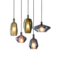 Luminaire suspendu de style industriel rétro créatif à tête unique, verre coloré, suspension centrale, hauteur réglable, lustres nordiques