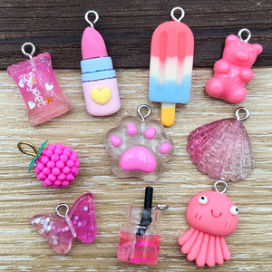 Pendentif en résine ours rose de dessin animé pour accessoires de bijoux DIY, 10 styles chacun - Product Image 3