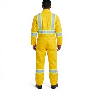 Combinaison de sécurité haute visibilité, vêtements de travail avec bandes réfléchissantes, jaune, tenue de travail de protection industrielle, manches longues, vêtements de chantier - Product Image 3
