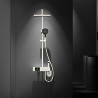 Ensemble de douche thermostatique moderne 2024, noyau de valve en céramique, installation à trou unique, affichage numérique, pomme de douche pluie, bouton piano, salle de bain intelligente