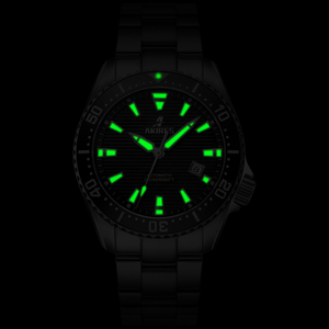 Akires Diving Watches Men 20 ATM Full Luminous Hands Markers vite Down Crown Steel Band Dive Watch 200m Automatic - Product Image 2