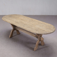 Table à manger ovale en bois massif, faite à la main, stable, 10 places, design antique, luxueux, écologique, rustique, Wabi-Sabi, pour salle à manger/salon