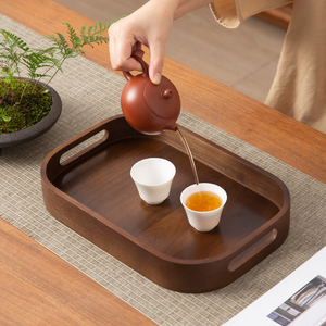 Bandeja de grano de madera de nogal de simplicidad moderna, juego de té de mano, bandeja de té pequeña de madera rectangular para boda para uso doméstico o en Hotel - Product Image 6