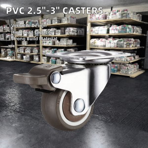 Ruedas DE DOBLE EJE DE PVC personalizadas al por mayor de fábrica para muebles 2,5 \ "3 \" tornillo neumático de hierro plano ligero Universal giratorio - Product Image 3