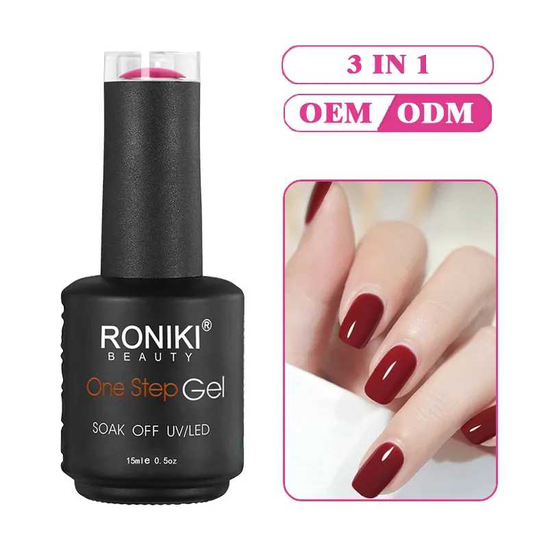 RONIKI nail supplies custom logo soak off uv gel nail polish private label hema free 168 colors 3 in 1 one step gel polish