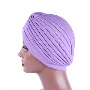 Turban de nuit noué pour femmes chapeau indien musulman casquette de chimio cancer uni pour femmes vente en gros - Product Image 3