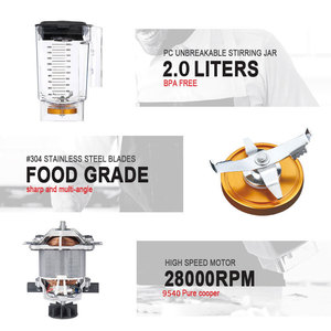 Licuadora Comercial de Alta Resistencia, Velocidad Variable, 5+ Velocidades, 1001-1500W, para Cocina, Alimentos para Bebés, Multiusos, Batidos, Silenciosa - Product Image 1