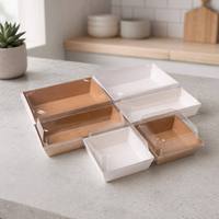 Boîte à sushi jetable en gros, en papier kraft, conteneur à emporter empilable, plateau à sushi, emballage de luxe pour chaîne de restaurants