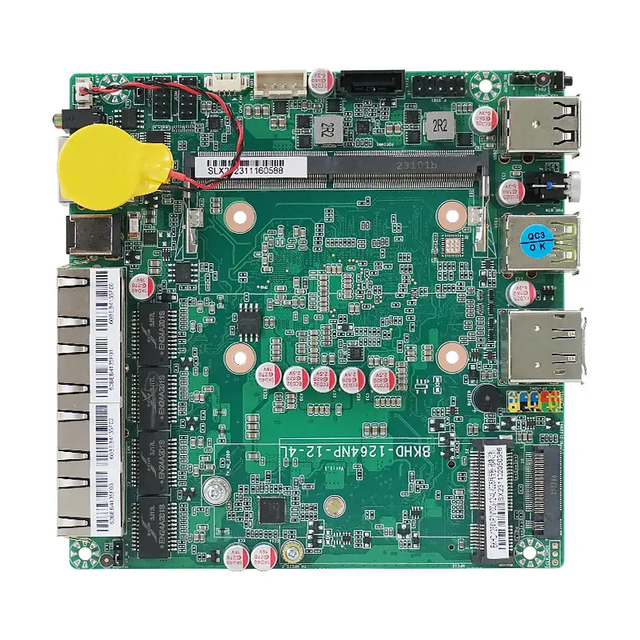 BKHD OEM 1264NP-12 Nano ITX Motherboard 4*Lan 2.5G Ethernet DDR5 M.2 Intel N100 I3 N305 Mainboard for Firewall Router MINI PC