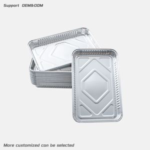 Barquette rectangulaire jetable en aluminium recyclable et écologique, format demi-taille, robuste, profonde, avec <span class=keywords><strong>couvercle</strong></span>, pour table vapeur - Product Image 1