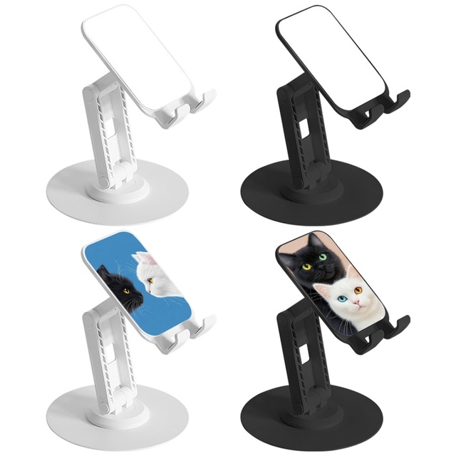 Customizable DIY 360 Rotating Heat Transfer Sublimation Phone Stand Foldable Retractable Plastic+Metal Multi-Brand Compatible
