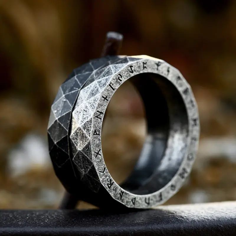 Roestvrijstalen Viking Rune Ring Nordic Retro Heren Amulet Sieraden
