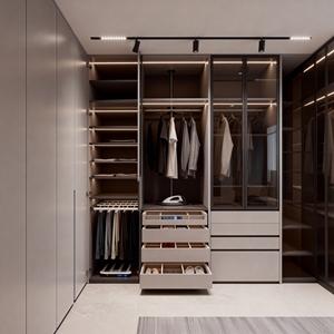 ตู้เสื้อผ้าไม้และกระจกแบบมีไฟ LED ดีไซน์หรูหราสไตล์ Quanjing พร้อมพื้นที่จัดเก็บขนาดใหญ่สำหรับห้องนอนและอพาร์ตเมนต์ - Product Image 1