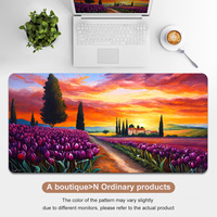 Tapis de souris de haute qualité avec motif de peinture à l'huile, grand tapis de jeu en caoutchouc pour ordinateur, tapis de bureau antidérapant, motif de logo personnalisé
