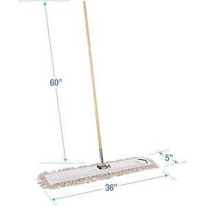 Boardwalk BWKM365C 36 In. X 5 In. Cotton Head 60 In. Wood Handle Dry <b>Mopping</b> Kit Natural (1-Kit) - Product Image 2