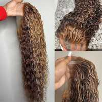 Vente en gros 13x4 Highlight perruque de cheveux humains vague d'eau dentelle frontale cheveux brésiliens Invisible Hd 13x4 suisse dentelle frontale perruque de piano