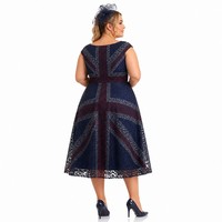 Robe de cérémonie grande taille à col bateau et manches courtes, avec superposition en dentelle 260 GSM, coupe trapèze, pour occasions formelles, OEM UK, tailles 1X-5X