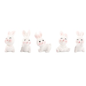 Ornement en résine Lapin Blanc Miniature Dp, fait main, animal de dessin animé, décoration de jardin, accessoire paysager autoportant - Product Image 2