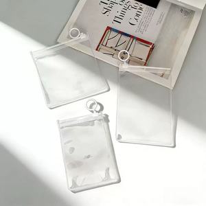 Pochette zippée transparente en PVC réutilisable avec fermeture coulissante durable pour le rangement de cosmétiques, de papeterie et d'articles de toilette en voyage - Product Image 2