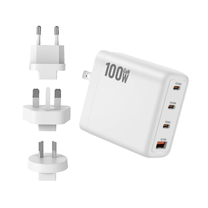 <span class=keywords><strong>Chargeur</strong></span> pour ordinateur portable GaN 100W Max, double PD100W + double QC18W, 4 ports, <span class=keywords><strong>chargeur</strong></span> rapide pour téléphones avec prises interchangeables multi-standards pour une utilisation mondiale - Product Image 1