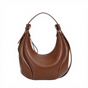 Sac à bandoulière demi-lune de luxe en cuir de vachette véritable pour femme Royaa JM2506295 2025, avec deux poignées et fermeture éclair - Product Image 2